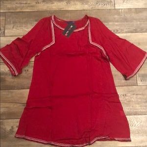 Red dress boho stitching